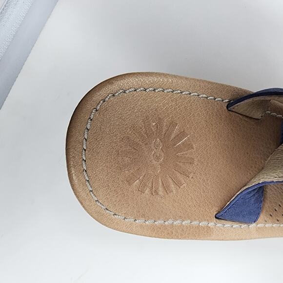 UGG Australia Wedge Sandal Women 9.5 Gaiana Blue Leather Strappy Woven Heel - Picture 11 of 11